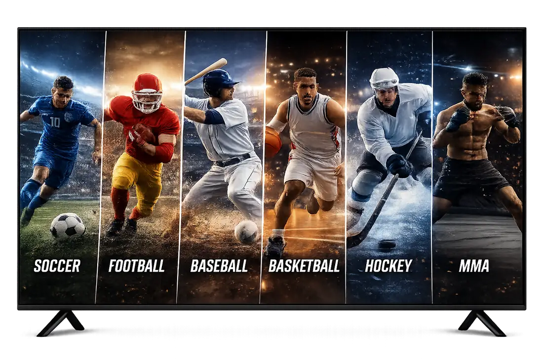 Live soccer, football, baseball, basketball, hockey, and MMA streaming in 4K on iptv ireland